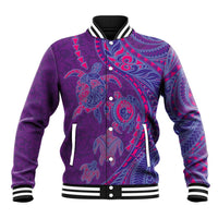 Hawaiian Turtles and Polynesian Art Tattoo Baseball Jacket Dusky Violet