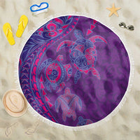 Hawaiian Turtles and Polynesian Art Tattoo Beach Blanket Dusky Violet