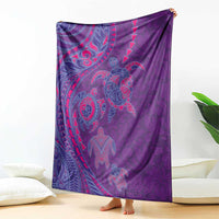 Hawaiian Turtles and Polynesian Art Tattoo Blanket Dusky Violet