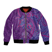 Hawaiian Turtles and Polynesian Art Tattoo Bomber Jacket Dusky Violet