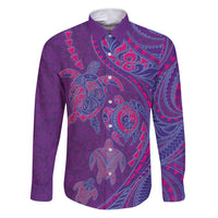 Hawaiian Turtles and Polynesian Art Tattoo Family Matching Puletasi and Hawaiian Shirt Dusky Violet