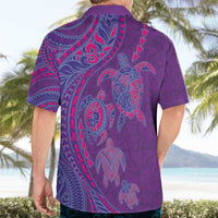 Hawaiian Turtles and Polynesian Art Tattoo Hawaiian Shirt Dusky Violet