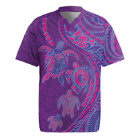 Hawaiian Turtles and Polynesian Art Tattoo Rugby Jersey Dusky Violet