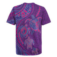 Hawaiian Turtles and Polynesian Art Tattoo Rugby Jersey Dusky Violet