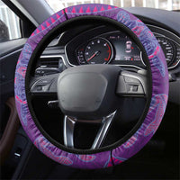 Hawaiian Turtles and Polynesian Art Tattoo Steering Wheel Cover Dusky Violet