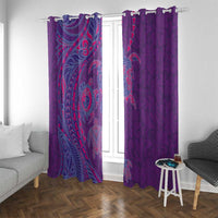 Hawaiian Turtles and Polynesian Art Tattoo Window Curtain Dusky Violet