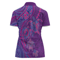 Hawaiian Turtles and Polynesian Art Tattoo Women Polo Shirt Dusky Violet