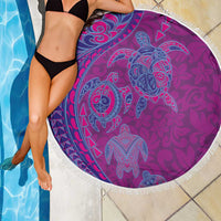 Hawaiian Turtles and Polynesian Art Tattoo Beach Blanket Cerise
