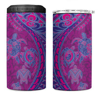 Hawaiian Turtles and Polynesian Art Tattoo 4 in 1 Can Cooler Tumbler Cerise