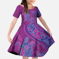 Hawaiian Turtles and Polynesian Art Tattoo Family Matching Mermaid Dress and Hawaiian Shirt Cerise