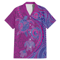 Hawaiian Turtles and Polynesian Art Tattoo Family Matching Mermaid Dress and Hawaiian Shirt Cerise