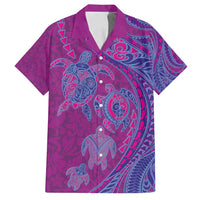 Hawaiian Turtles and Polynesian Art Tattoo Family Matching Puletasi and Hawaiian Shirt Cerise