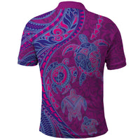 Hawaiian Turtles and Polynesian Art Tattoo Polo Shirt Cerise