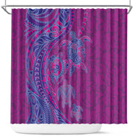 Hawaiian Turtles and Polynesian Art Tattoo Shower Curtain Cerise