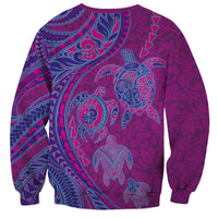 Hawaiian Turtles and Polynesian Art Tattoo Sweatshirt Cerise