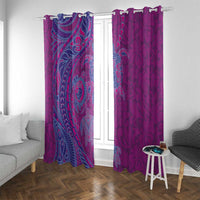 Hawaiian Turtles and Polynesian Art Tattoo Window Curtain Cerise