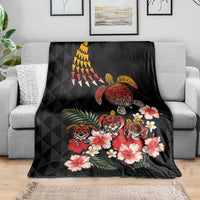 Hawaiian Hibiscus Turtle and Tropical Flower Blanket Dynamic Vibe