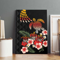 Hawaiian Hibiscus Turtle and Tropical Flower Canvas Wall Art Dynamic Vibe