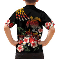 Hawaiian Hibiscus Turtle and Tropical Flower Family Matching Short Sleeve Bodycon Dress and Hawaiian Shirt Dynamic Vibe