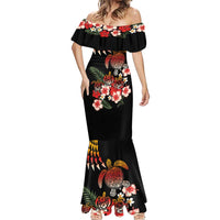 Hawaiian Hibiscus Turtle and Tropical Flower Mermaid Dress Dynamic Vibe