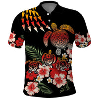 Hawaiian Hibiscus Turtle and Tropical Flower Polo Shirt Dynamic Vibe