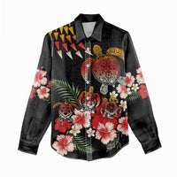 Hawaiian Hibiscus Turtle and Tropical Flower Women Casual Shirt Dynamic Vibe