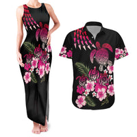 Hawaiian Hibiscus Turtle and Tropical Flower Couples Matching Tank Maxi Dress and Hawaiian Shirt Sweet Vibe