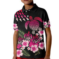 Hawaiian Hibiscus Turtle and Tropical Flower Kid Polo Shirt Sweet Vibe