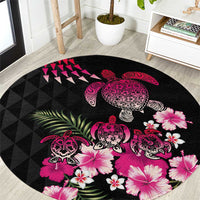 Hawaiian Hibiscus Turtle and Tropical Flower Round Carpet Sweet Vibe