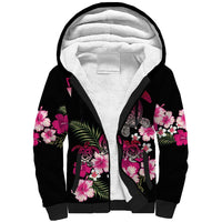 Hawaiian Hibiscus Turtle and Tropical Flower Sherpa Hoodie Sweet Vibe