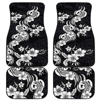 Hawaiian-Polynesian Art Tattoo Car Mats Hibiscus and Plumeria Grayscale