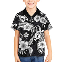 Hawaiian-Polynesian Art Tattoo Hawaiian Shirt Hibiscus and Plumeria Grayscale