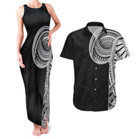 Samoan Art Tattoo Polynesian Pattern Couples Matching Tank Maxi Dress and Hawaiian Shirt