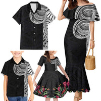 Samoan Art Tattoo Polynesian Pattern Family Matching Mermaid Dress and Hawaiian Shirt