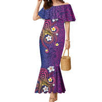 Hawaiian Octopus Tattoo and Frangipani Family Matching Mermaid Dress and Hawaiian Shirt