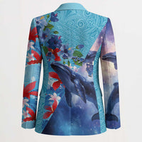 Hawaii Aloha Whales Blazer Hibiscus and Whales with Polynesian Pattern - Polynesian Pride