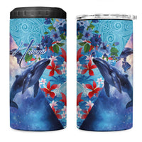 Hawaii Aloha Whales 4 in 1 Can Cooler Tumbler Hibiscus and Whales with Polynesian Pattern - Polynesian Pride