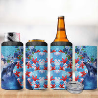 Hawaii Aloha Whales 4 in 1 Can Cooler Tumbler Hibiscus and Whales with Polynesian Pattern - Polynesian Pride