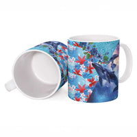 Hawaii Aloha Whales Ceramic Mug Hibiscus and Whales with Polynesian Pattern LT03 - Polynesian Pride