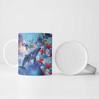 Hawaii Aloha Whales Ceramic Mug Hibiscus and Whales with Polynesian Pattern LT03 - Polynesian Pride