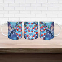 Hawaii Aloha Whales Ceramic Mug Hibiscus and Whales with Polynesian Pattern LT03 - Polynesian Pride
