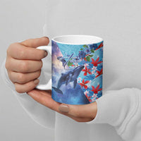 Hawaii Aloha Whales Ceramic Mug Hibiscus and Whales with Polynesian Pattern LT03 - Polynesian Pride
