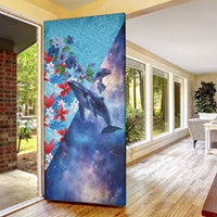 Hawaii Aloha Whales Door Cover Hibiscus and Whales with Polynesian Pattern - Polynesian Pride