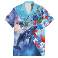 Hawaii Aloha Whales Family Matching Short Sleeve Bodycon Dress and Hawaiian Shirt Hibiscus and Whales with Polynesian Pattern - Polynesian Pride
