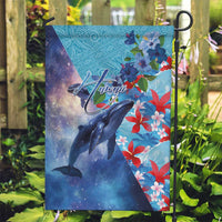 Hawaii Aloha Whales Garden Flag Hibiscus and Whales with Polynesian Pattern - Polynesian Pride