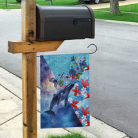 Hawaii Aloha Whales Garden Flag Hibiscus and Whales with Polynesian Pattern - Polynesian Pride