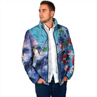 Hawaii Aloha Whales Padded Jacket Hibiscus and Whales with Polynesian Pattern - Polynesian Pride
