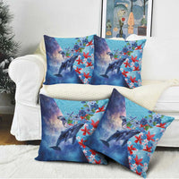 Hawaii Aloha Whales Pillow Cover Hibiscus and Whales with Polynesian Pattern - Polynesian Pride