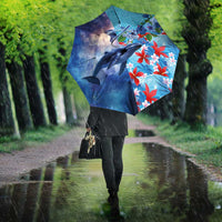 Hawaii Aloha Whales Umbrella Hibiscus and Whales with Polynesian Pattern - Polynesian Pride