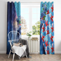 Hawaii Aloha Whales Window Curtain Hibiscus and Whales with Polynesian Pattern - Polynesian Pride